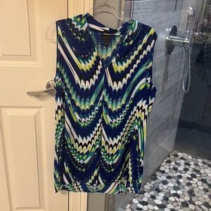 Worthington Multicolor Chevron Sleeveless Blouse